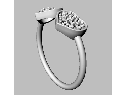 Diamond Heart Open Ring 3D Print Model
