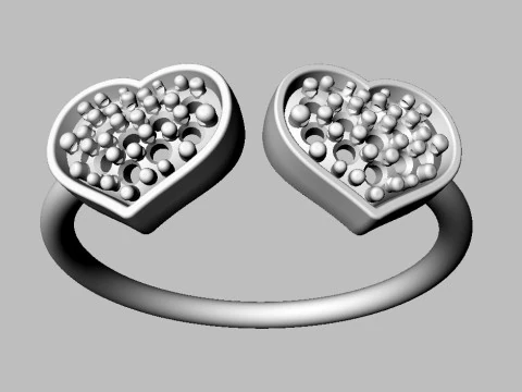 Diamond Heart Open Ring 3D Print Model