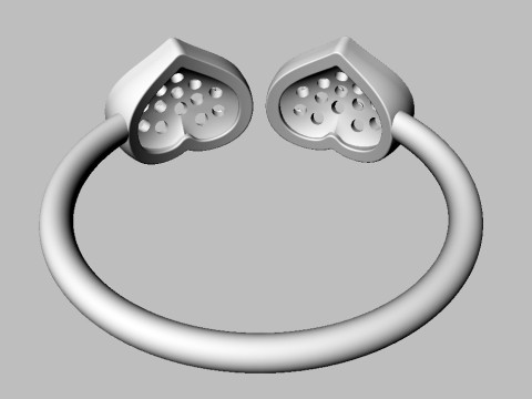 Diamond Heart Open Ring Model Cetak 3D