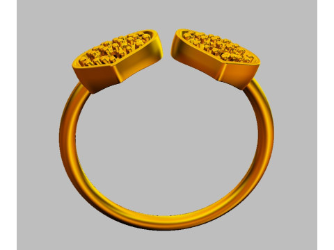 Diamond Heart Open Ring Model Cetak 3D