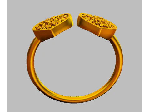 Diamond Heart Open Ring 3D Print Model
