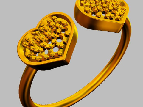 Diamond Heart Open Ring Model Cetak 3D