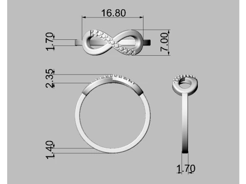 Infinity Diamond Ring 3D Print Model