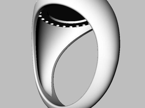 Round Diamond Signet Ring 3Dプリントモデル