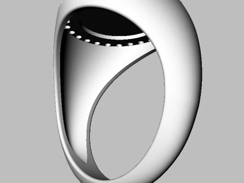 Round Diamond Signet Ring 3D Print Model