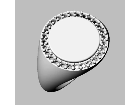 Round Diamond Signet Ring 3D Print Model