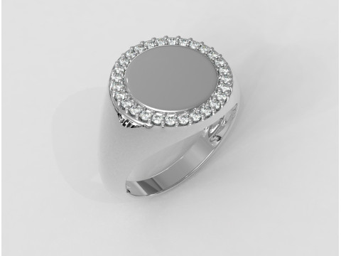 Round Diamond Signet Ring 3Dプリントモデル