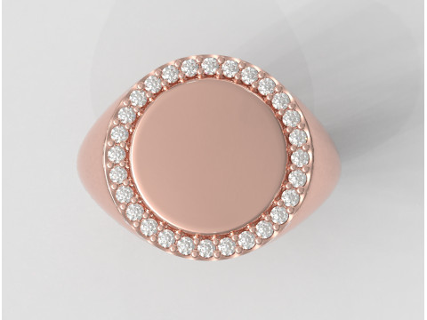 Round Diamond Signet Ring 3Dプリントモデル
