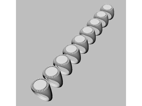 Round Diamond Signet Ring 3D Print Model