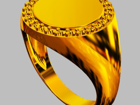Round Diamond Signet Ring 3Dプリントモデル