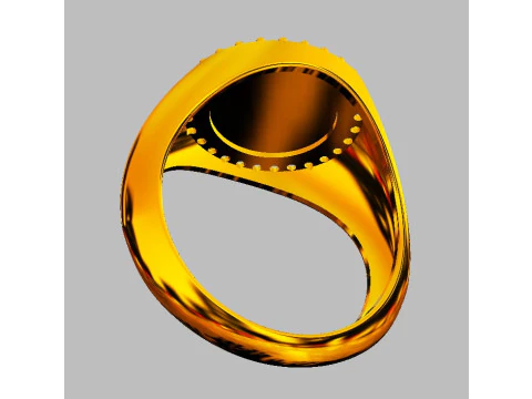 Round Diamond Signet Ring 3D Print Model