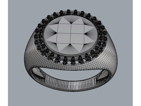Round Diamond Signet Ring 3Dプリントモデル