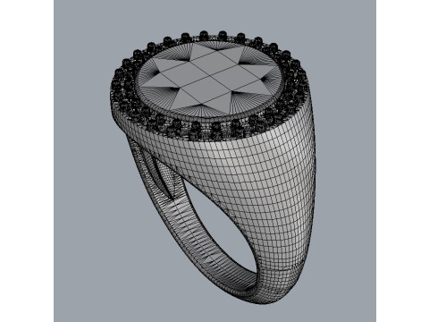 Round Diamond Signet Ring 3Dプリントモデル
