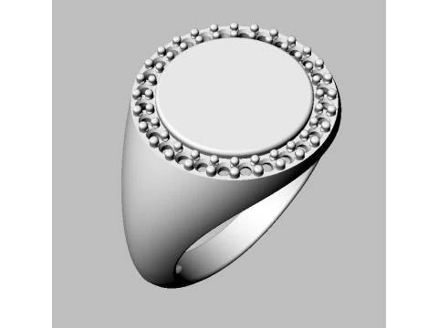 Round Diamond Signet Ring 3D Print Model