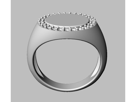 Round Diamond Signet Ring 3Dプリントモデル