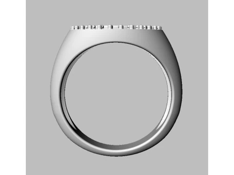 Round Diamond Signet Ring 3D Print Model