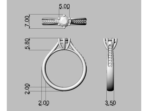 Anel de noivado de 5 mm Modelo de Impressão 3D