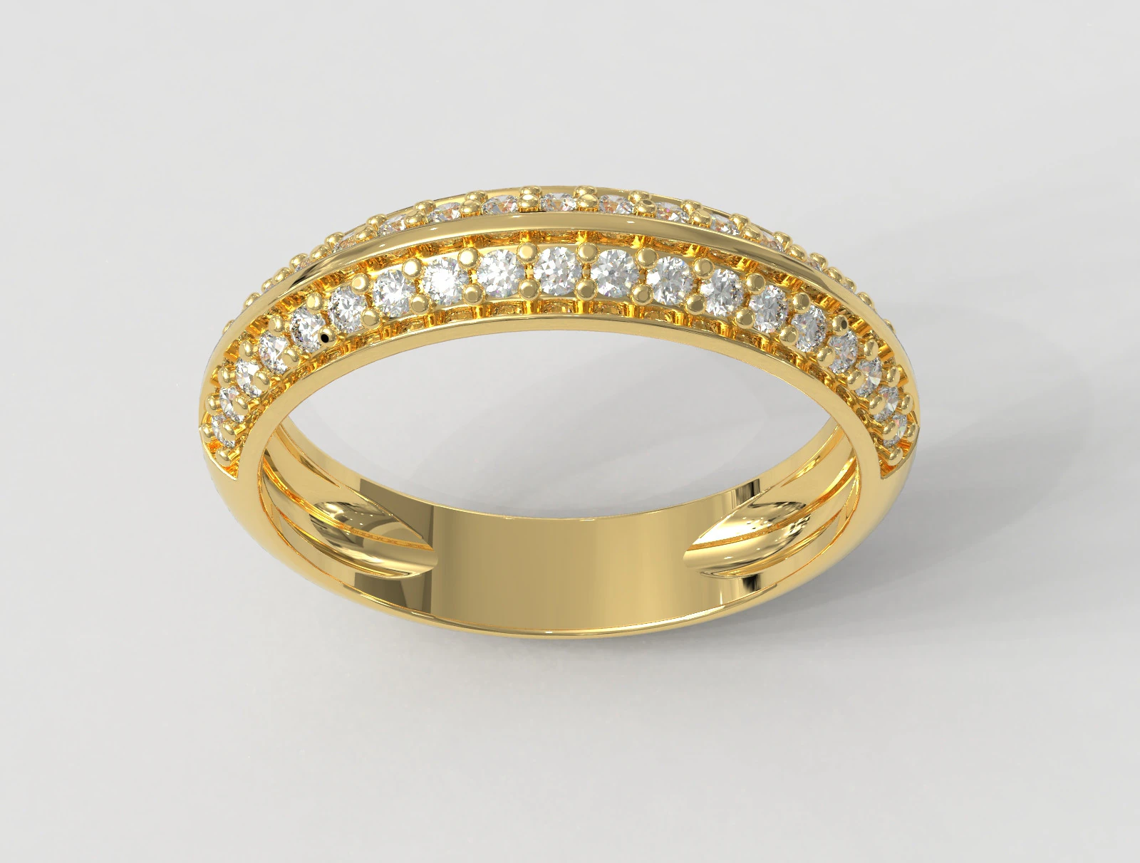 Diamond Half Band 3D Print Model .c4d .max .obj .3ds .fbx .stl .blend 