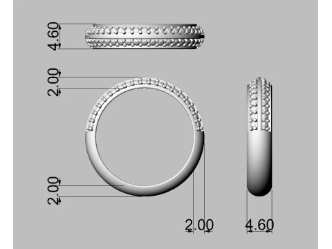 Diamond Half Band 3D Print Model