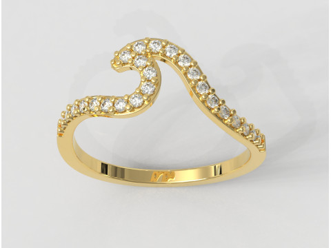 Diamond Wave Ring 3Dプリントモデル