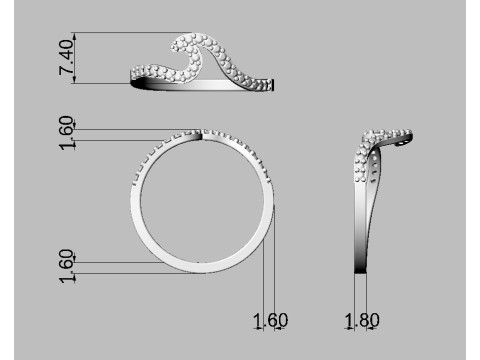 Diamond Wave Ring 3D Принт Модель