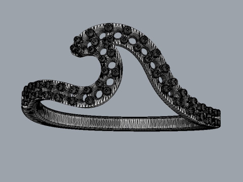 Diamond Wave Ring 3D Принт Модель
