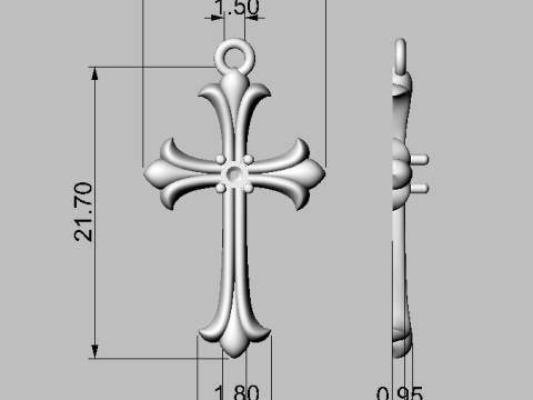 Gothic Cross Pendant 3D Принт Модель