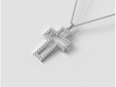 Diamond Cross Pendant 3D Print Model