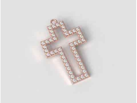 Diamond Cross Pendant 3D Print Model