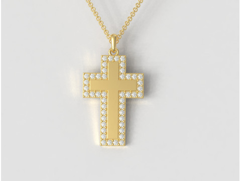 Diamond Cross Pendant 3Dプリントモデル