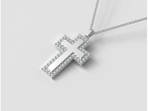 Diamond Cross Pendant 3D Print Model