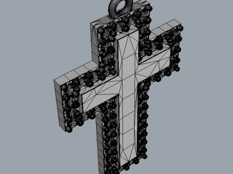 Diamond Cross Pendant 3D Print Model