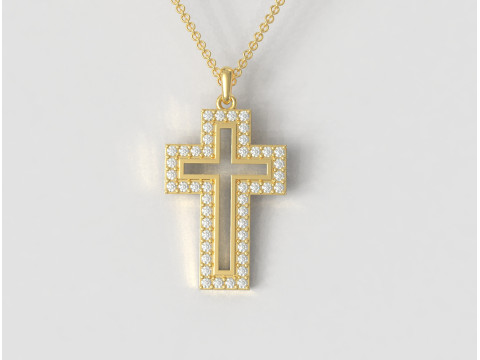 Diamond Cross Pendant 3Dプリントモデル