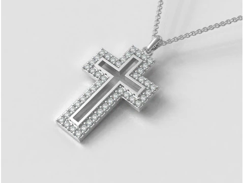 Diamond Cross Pendant 3D Print Model