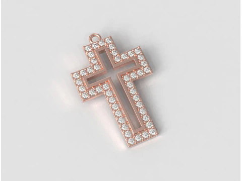 Diamond Cross Pendant 3D Print Model