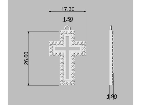 Diamond Cross Pendant 3D Print Model