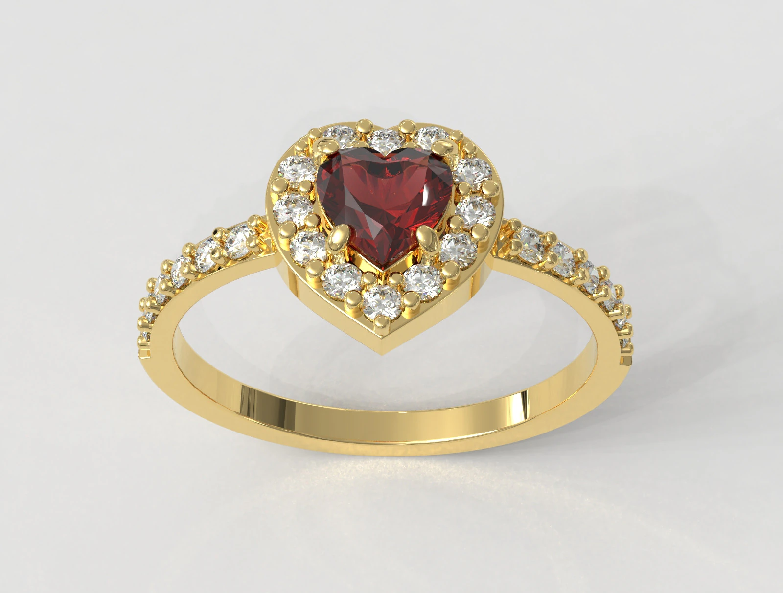 5mm Heart Gemstone Ring 3D Print Model .c4d .max .obj .3ds .fbx .stl .blend 