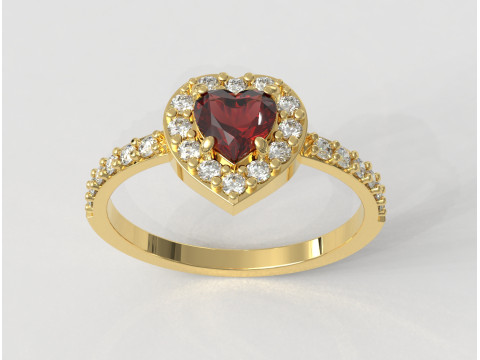 5mm Heart Gemstone Ring 3D 프린트 모델