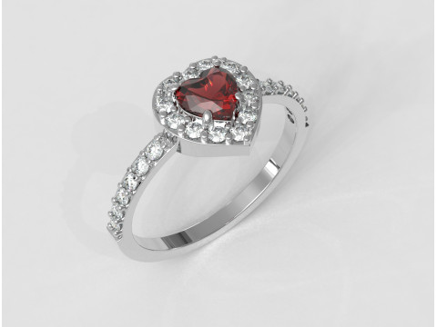 5mm Heart Gemstone Ring Modelo de Impressão 3D