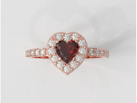 5mm Heart Gemstone Ring 3D Print Model