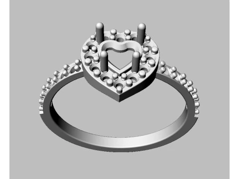 5mm Heart Gemstone Ring 3D Print Model