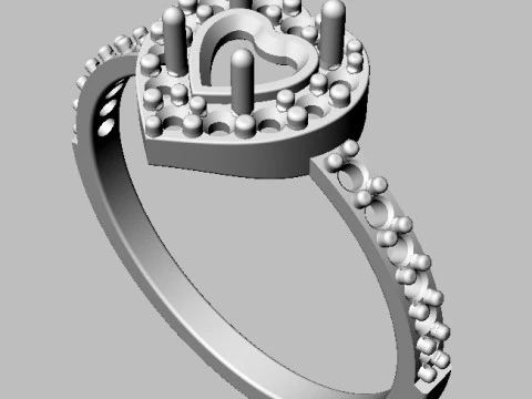 5mm Heart Gemstone Ring 3D Print Model