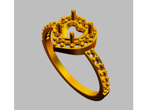 5mm Heart Gemstone Ring 3D Print Model