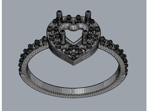 5mm Heart Gemstone Ring Modelo de Impressão 3D