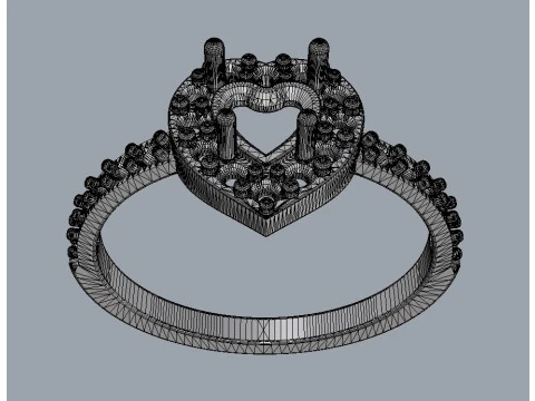 5mm Heart Gemstone Ring 3D Print Model