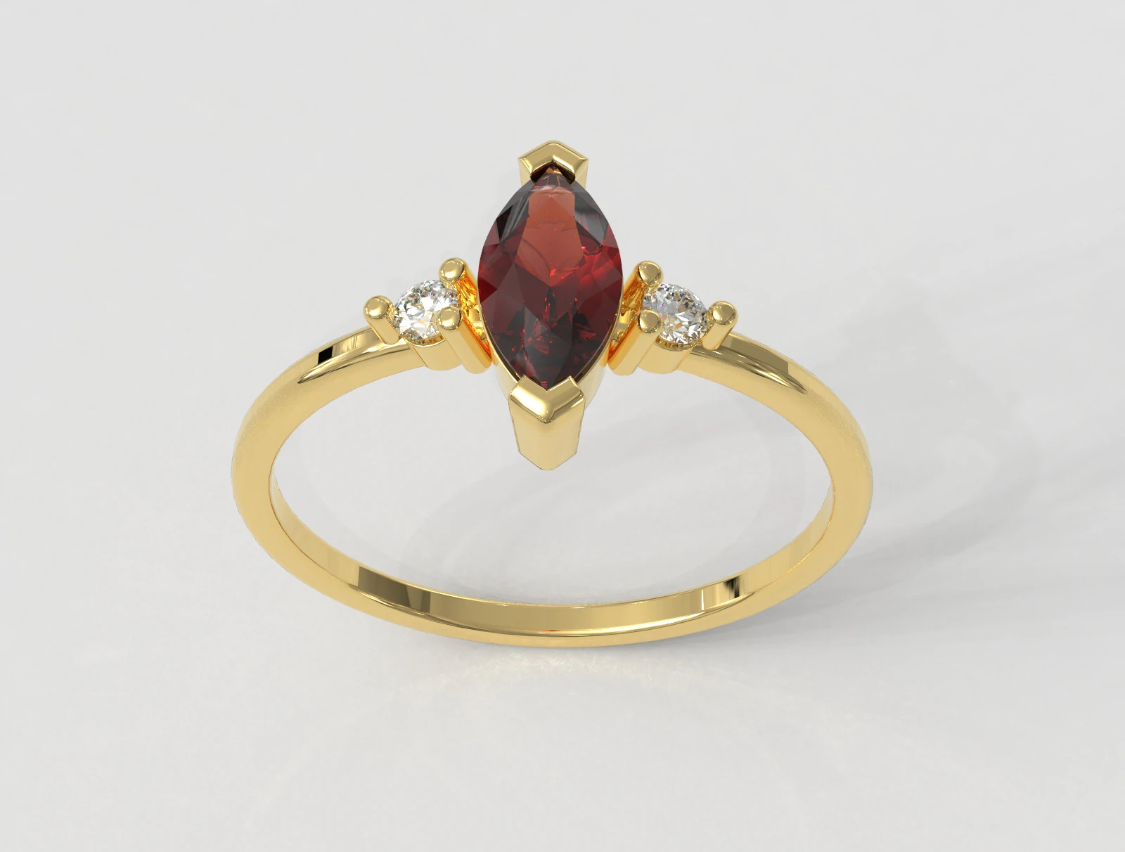 Marquise Gemstone Classic Ring 3D Print Model .c4d .max .obj .3ds .fbx .stl .blend