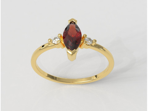 Marquise Gemstone Classic Ring 3D Print Model