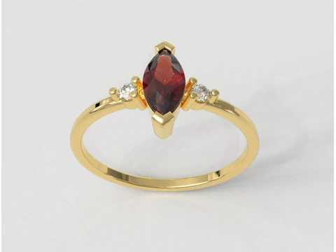 Anel Cl&aacute;ssico de Pedras Preciosas Marquise Modelo de Impressão 3D