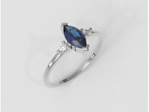 Marquise Gemstone Classic Ring Model Cetak 3D