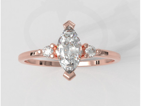 Marquise Gemstone Classic Ring Model Cetak 3D